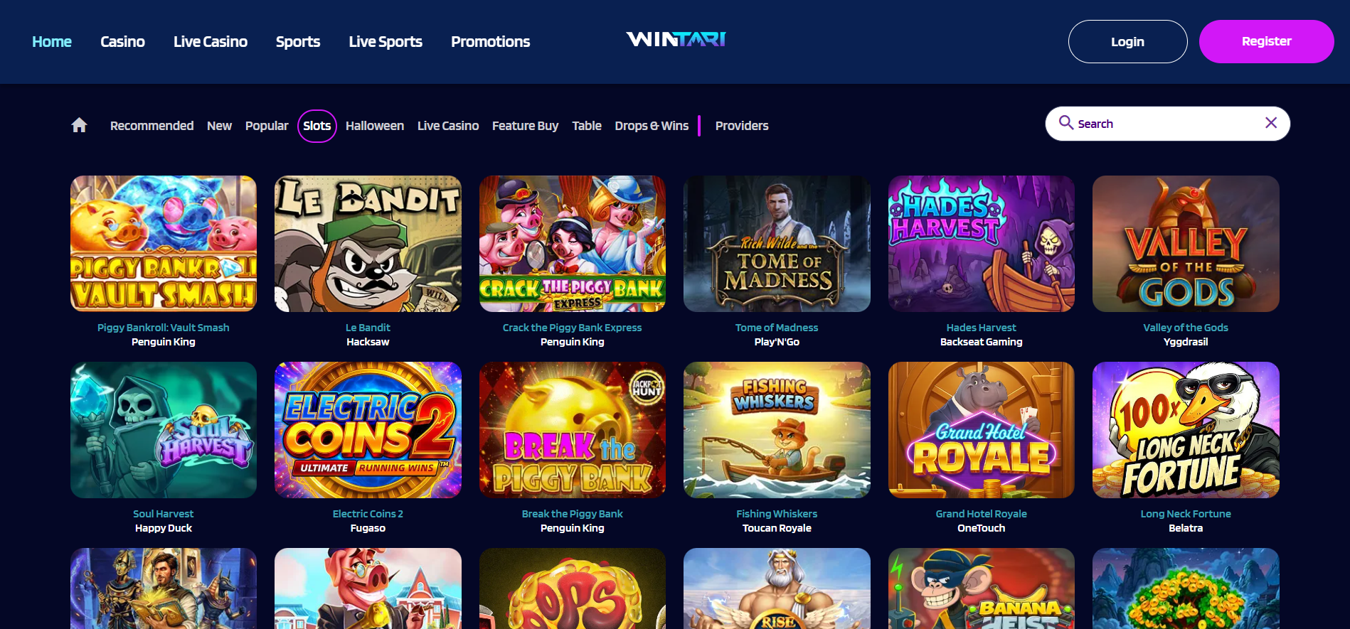 Slots and Games at WinTari Casino